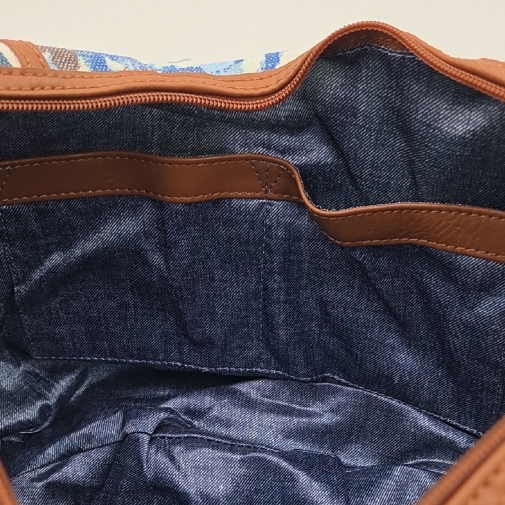Blue and Brown Patterned Women's Bag - Picture 6 of 6